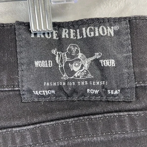 True Religion Jeans mens 38x34 Geno Relaxed Slim Fit Black Denim Pockets Stretch